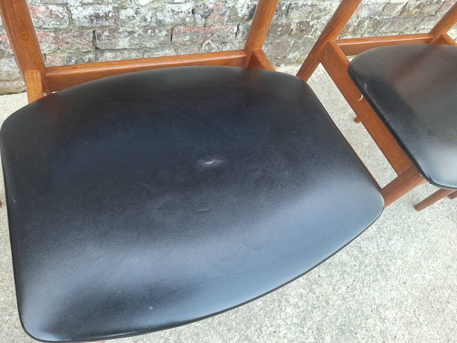 SAX set of 4 vintage Scandinavian chairs, teak and skai furniture