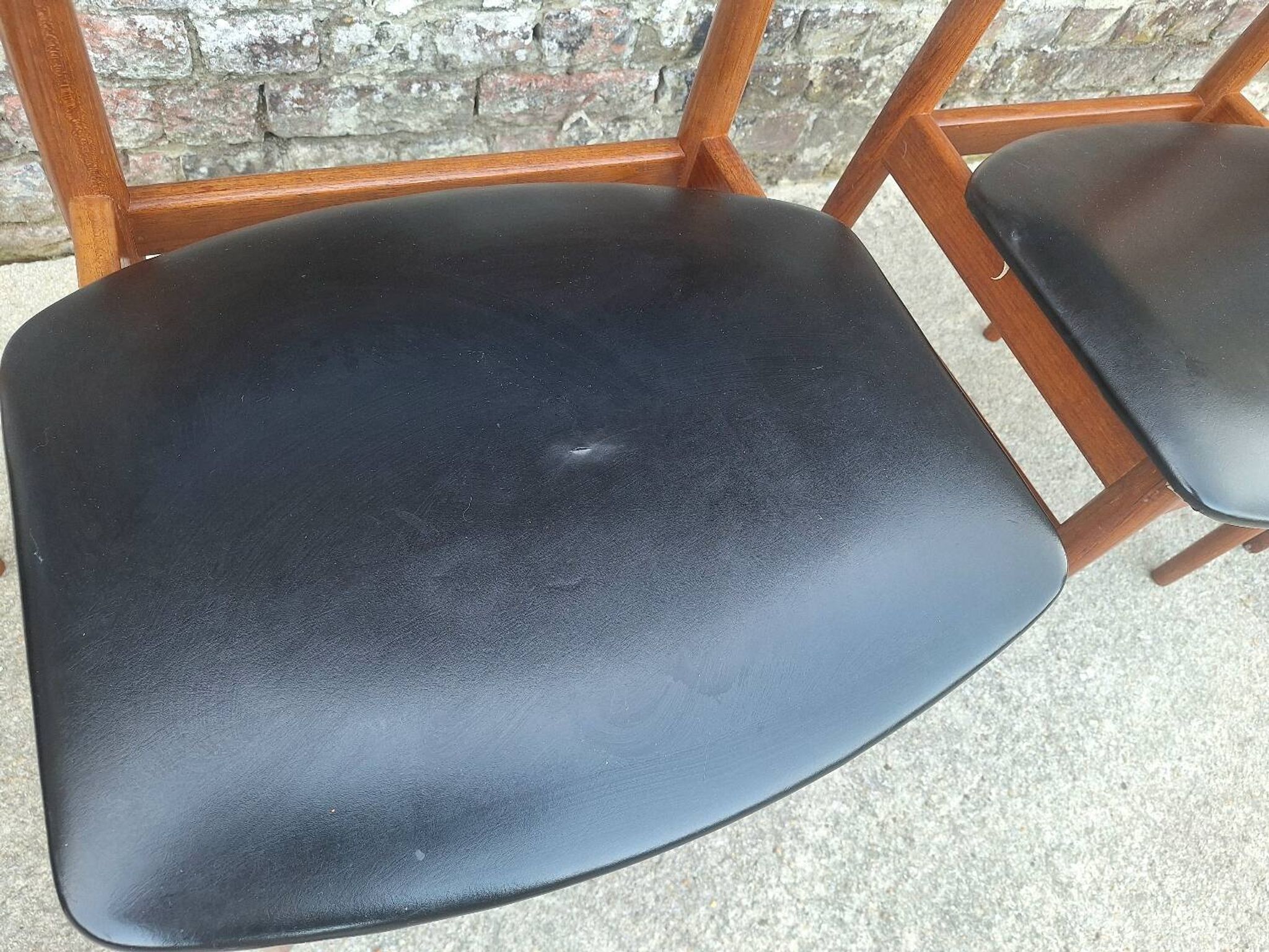 SAX set of 4 vintage Scandinavian chairs, teak and skai furniture
