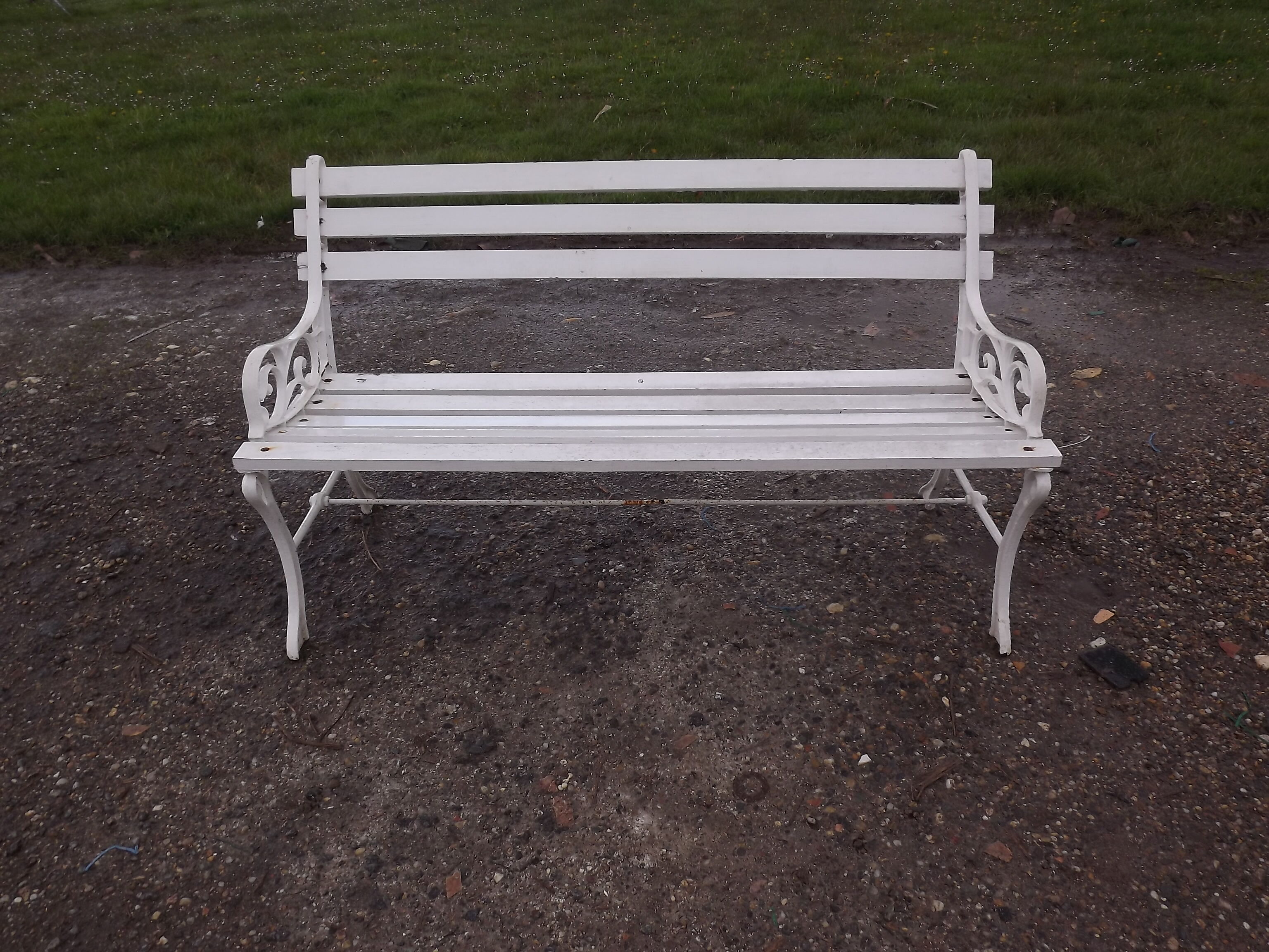 1960s cast iron and wood bench