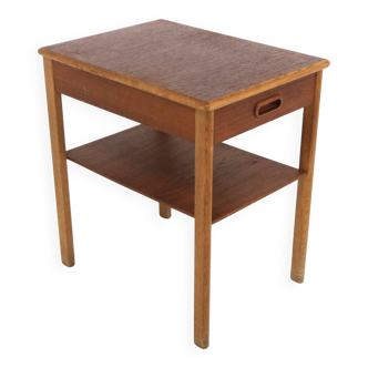 Scandinavian teak and oak bedside table, Sweden, 1960s