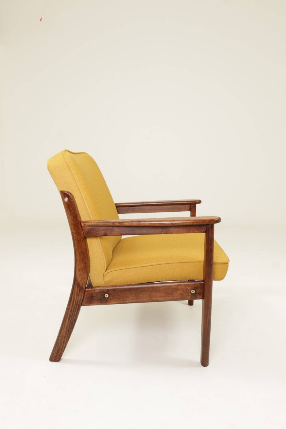 Vintage Scandinavian style yellow retro velvet armchair 1960s