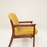 Vintage Scandinavian style yellow retro velvet armchair 1960s