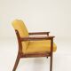 Vintage Scandinavian style yellow retro velvet armchair 1960s