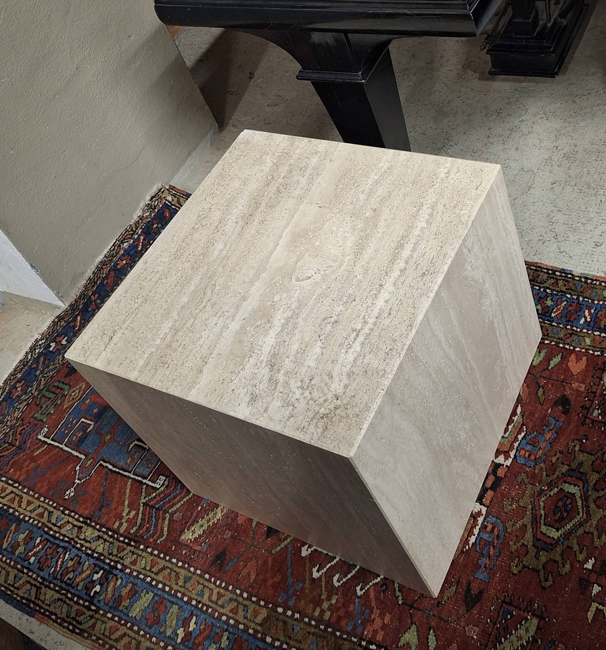 Italian veined travertine coffee table or pedestal