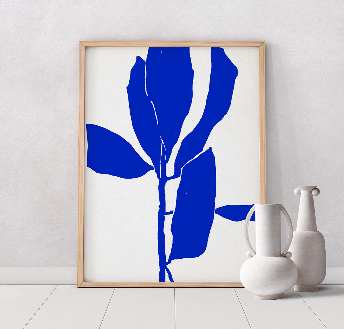 Botanical illustration in blue, 50x70cm