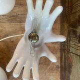 vintage ceramic and opaline hand lamp
