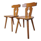 Ensemble de 2 chaises de salle à manger tyroliennes vintage en bois, par Ruko Sessel et Alois Koller
