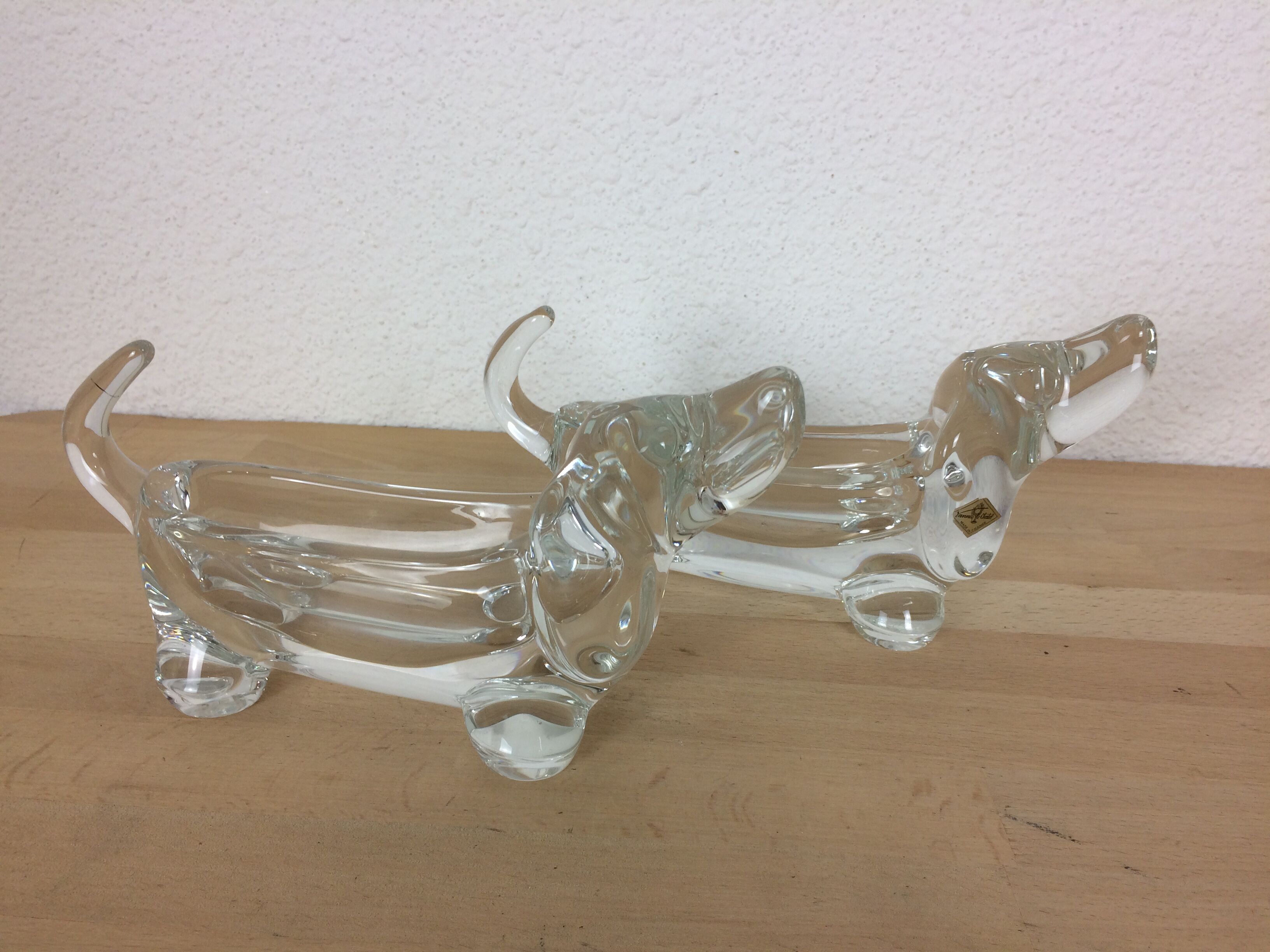 Set of 3 animal cups in vannes crystal, dogs and grasshopper