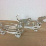 Set of 3 animal cups in vannes crystal, dogs and grasshopper