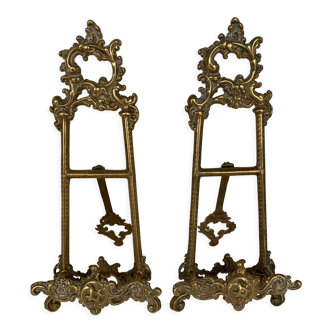 Paire de cadres en bronze Napoléon III XIXe en forme de chevalet