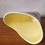 Vintage Vallauris 1960s Studio Art Vase Hand Painted Flowers & Yellow