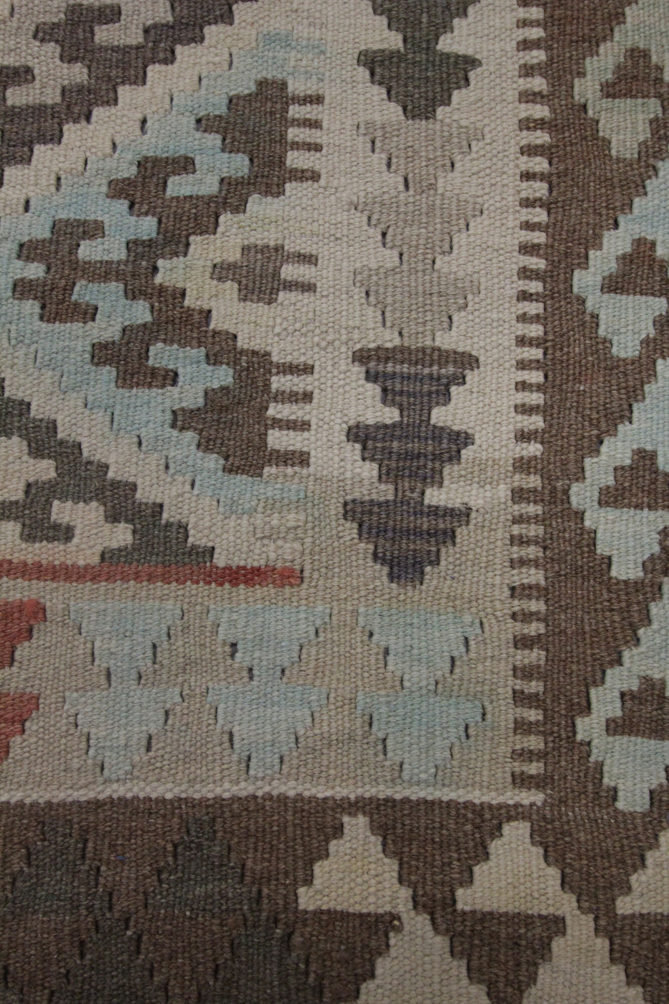 Traditional Afghan Kilim Rug Symmetrical Geometric Wool Area Rug- 104x141cm