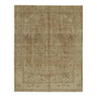 Antiquité anatolienne nouée à la main Tapis de laine beige des années 1970 259 cm x 320 cm