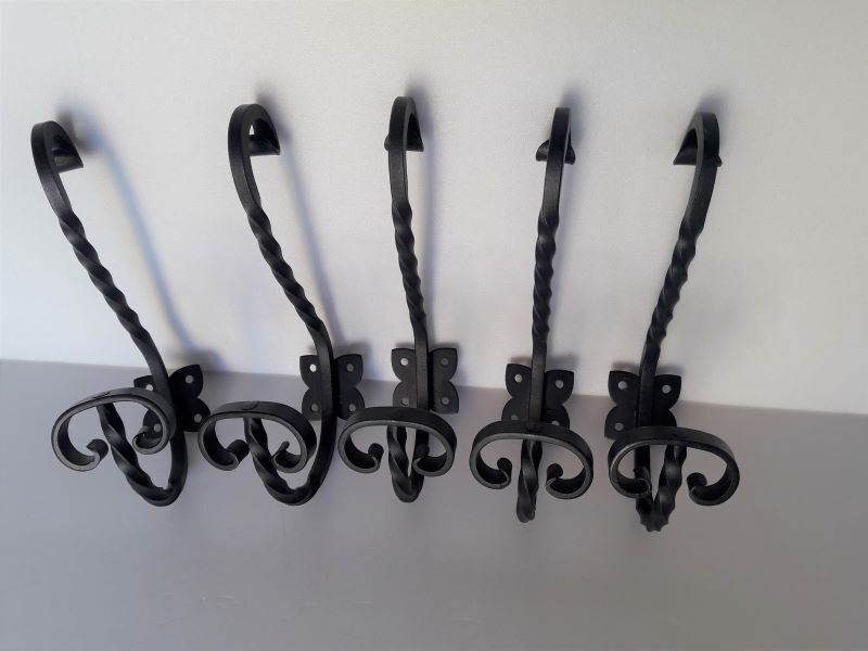 lot 5 patères porte manteau fer torsadé