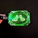 Art Deco style ashtray in uraline glass engraved with Scottish Terrier dogs