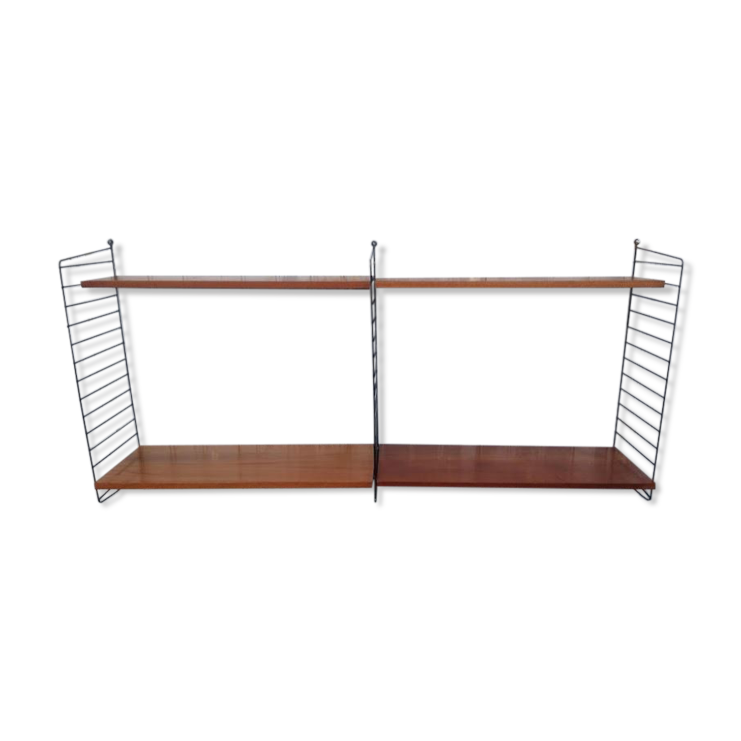 Vintage modular shelf in teak veneer and black metal, Nisse Strinning, 60s (2)