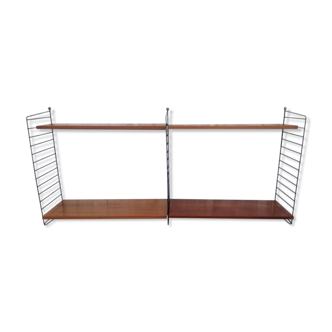 Vintage modular shelf in teak veneer and black metal, Nisse Strinning, 60s (2)