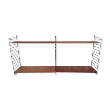 Vintage modular shelf in teak veneer and black metal, Nisse Strinning, 60s (2)
