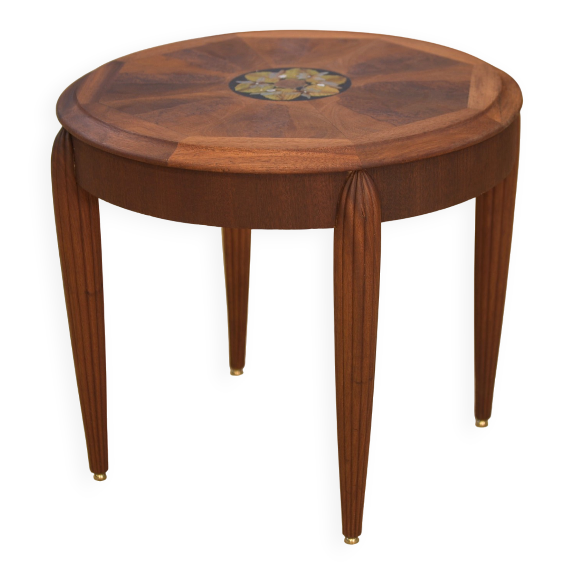 Mahogany gueridon with marquetry attributed to Maurice Dufrêne, 1930s.