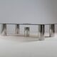 Table basse en métal chromé et verre fumé, Italie 1970