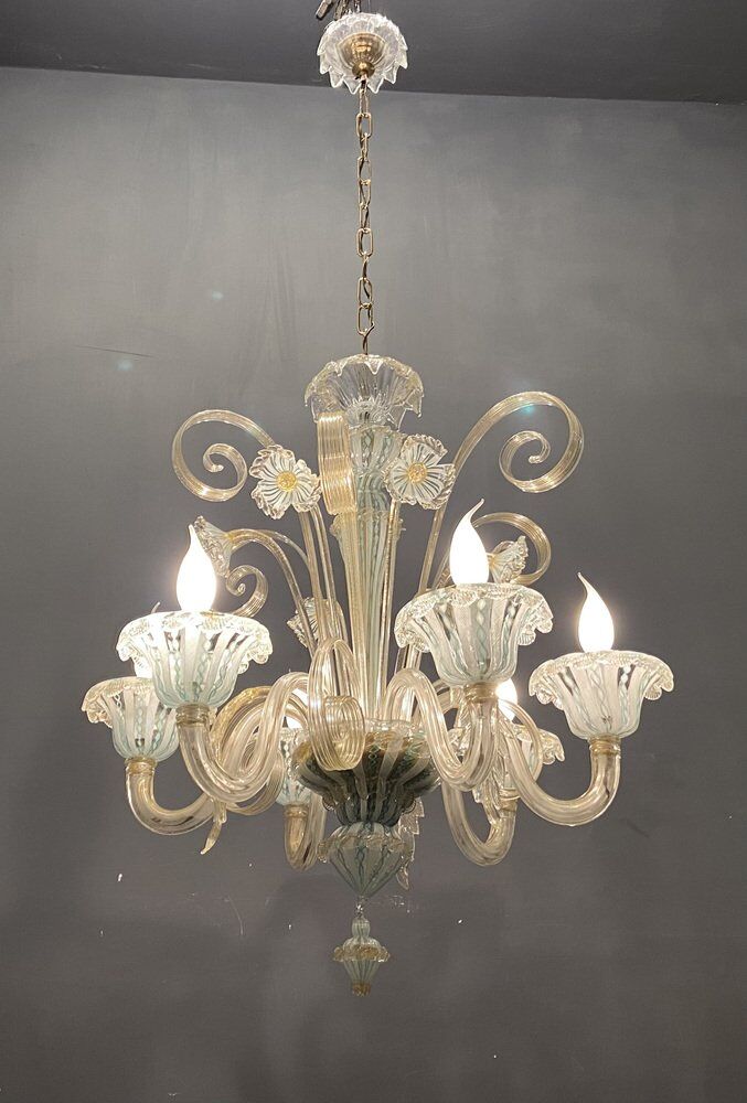 Venetian Murano Art Glass Chandelier from Venini