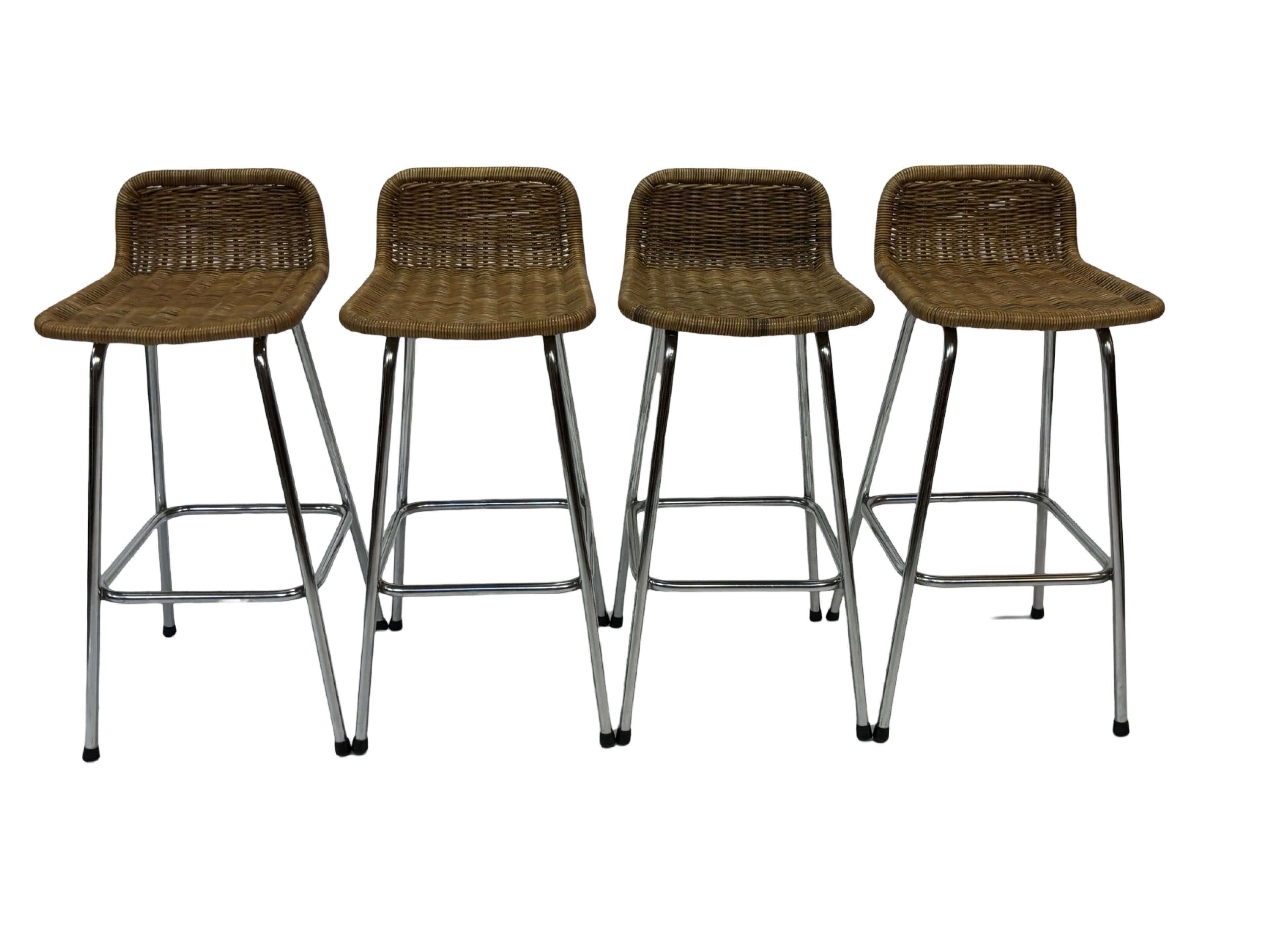 Set of 4 vintage bar stools Dirk van Sliedregt Rohe Noordwolde 1960's