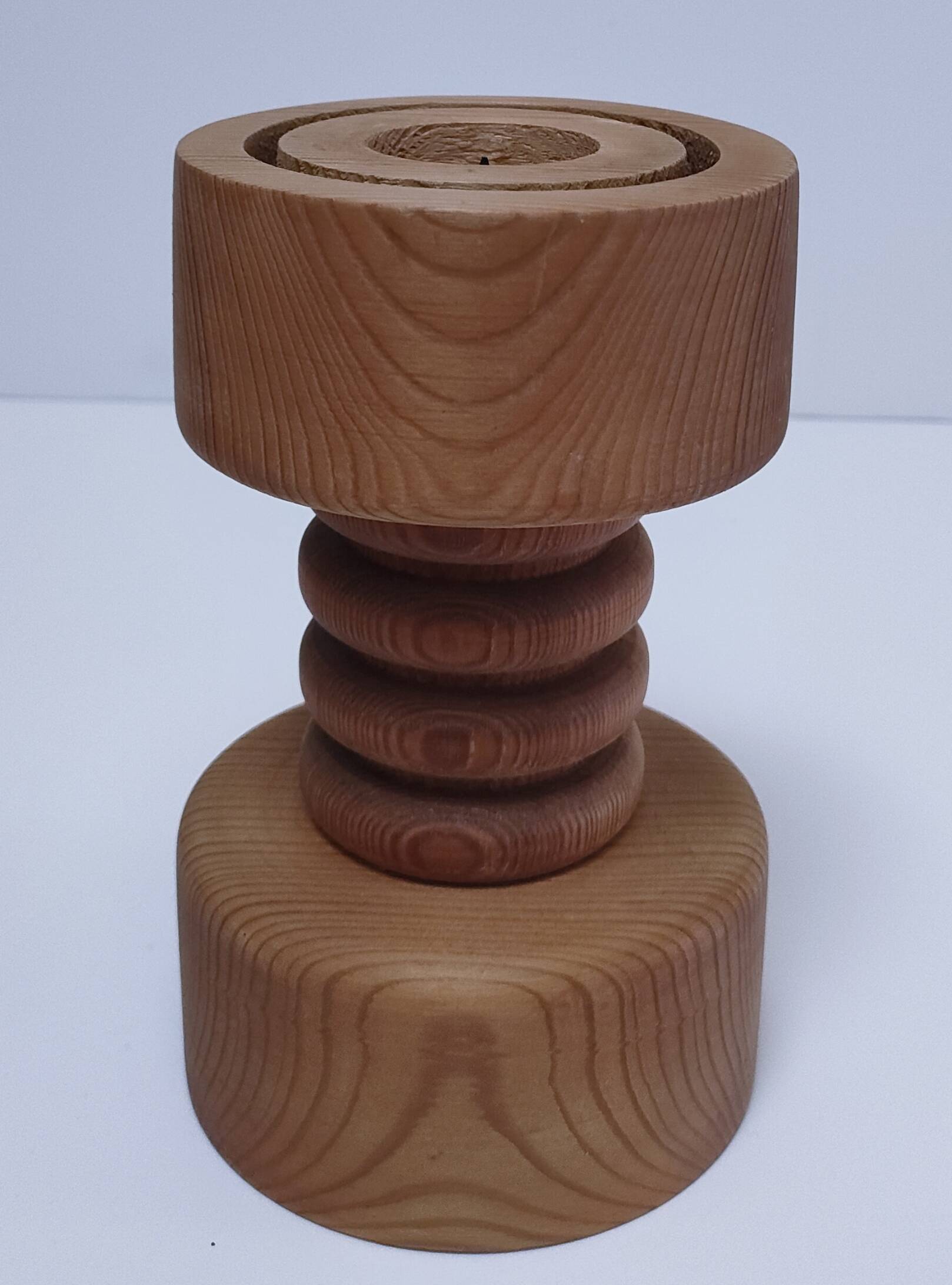 Three Scandinavian wooden candle holders, vintage design