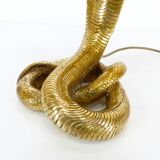 Lampe cobra en laiton doré massif Hollywood Regency 1970