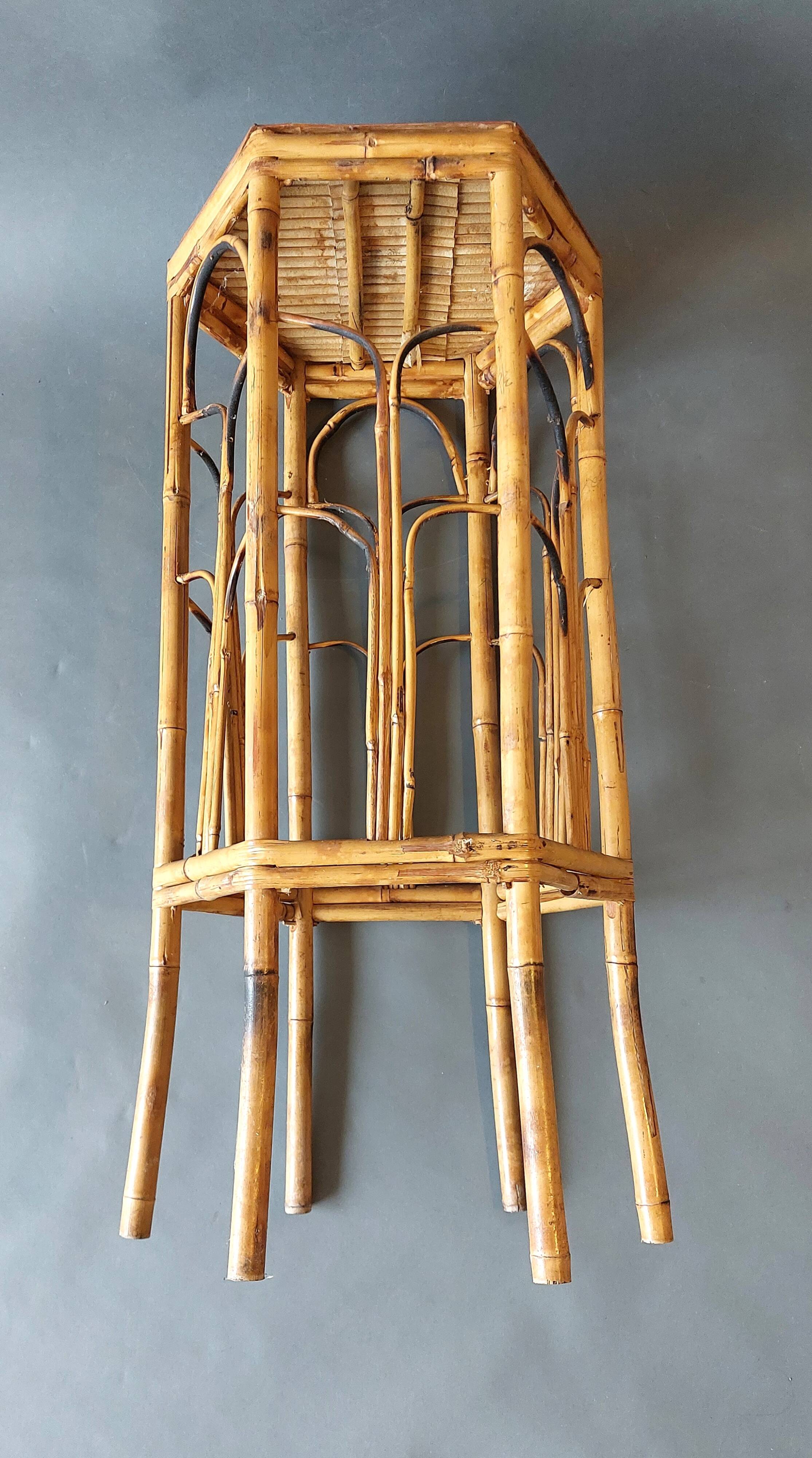 Vintage bamboo pedestal table.