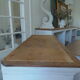 Showcase, bookcase, vintage pearl grey patinated cupboard, wooden top.