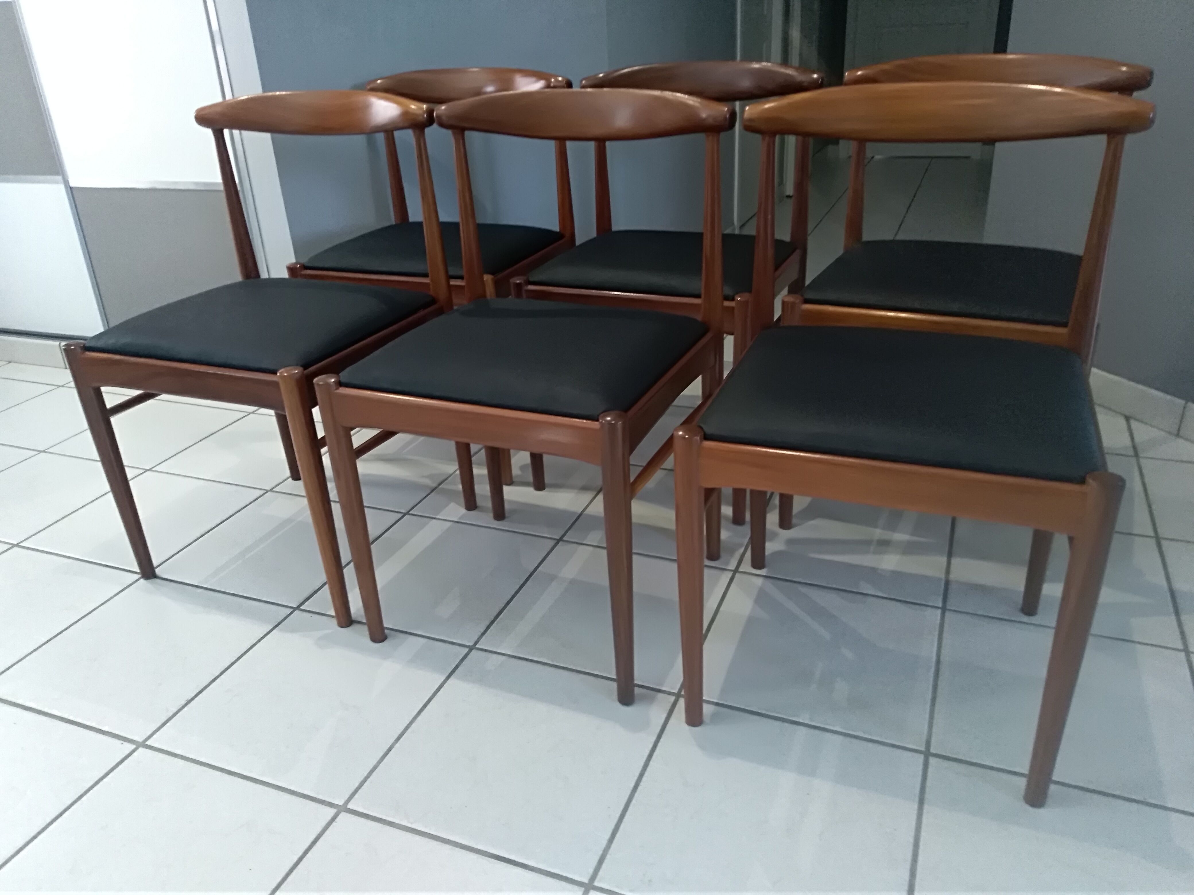Suite of 6 chairs in Teck Denmark K.S vintage 1960