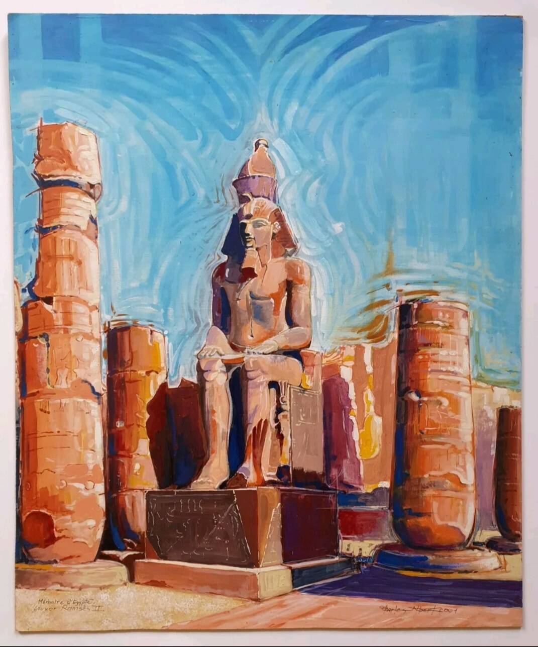 Tableau huile Ramsés II  Signé Albert