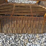 Oval vintage rattan coffee table