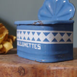 Blue matchbox - old blue enamel sheet box