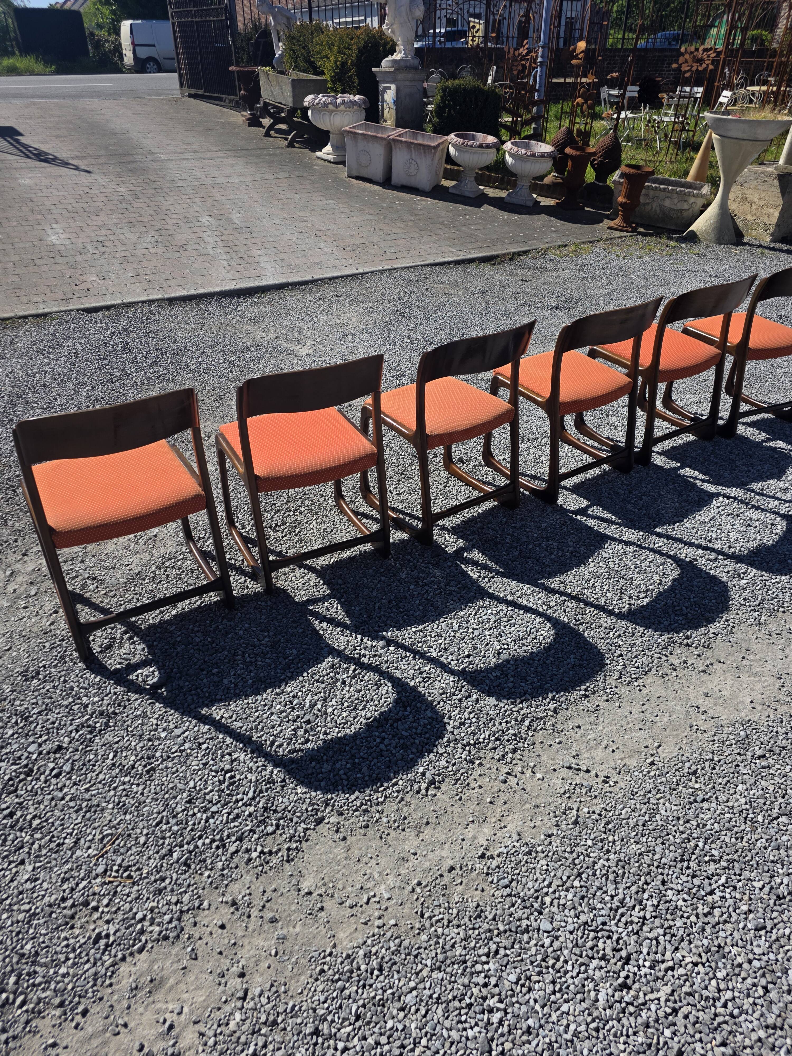 6 Baumann sled chairs in rosewood from the 1960s.