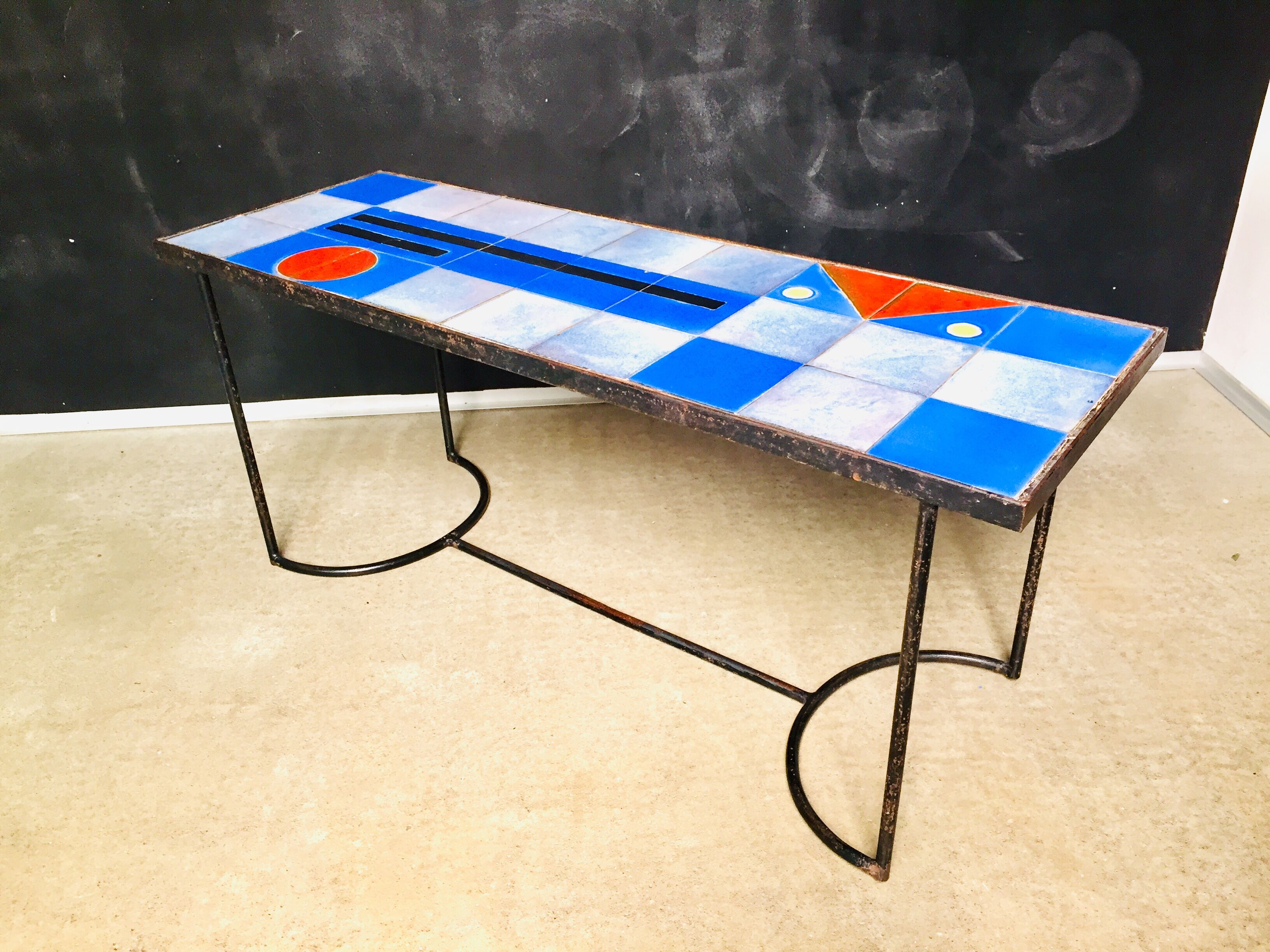 Ceramic coffee table signed