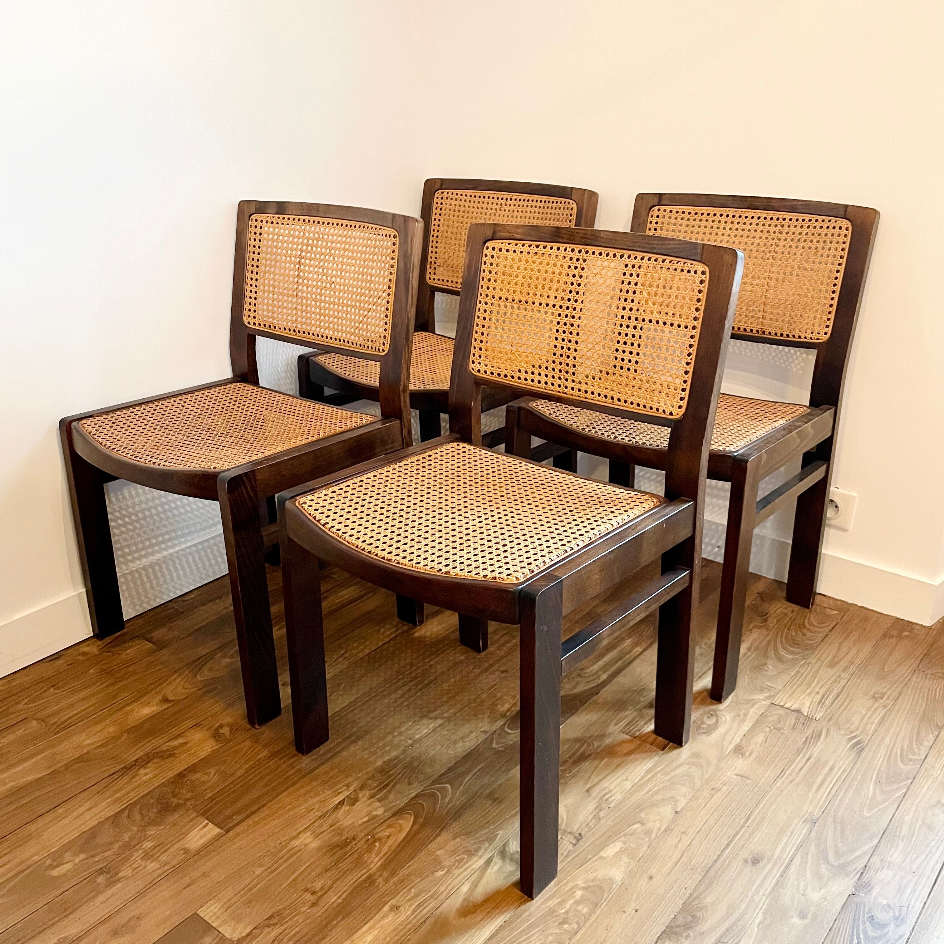 Set of 4 Baumann chairs 70s