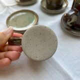 Vintage Rustic Stoneware Coffee Set - 6 Cups + 6 Saucers