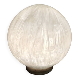 Spheric White Murano Blown Glass Table Lamp by La Murrina with Murrines