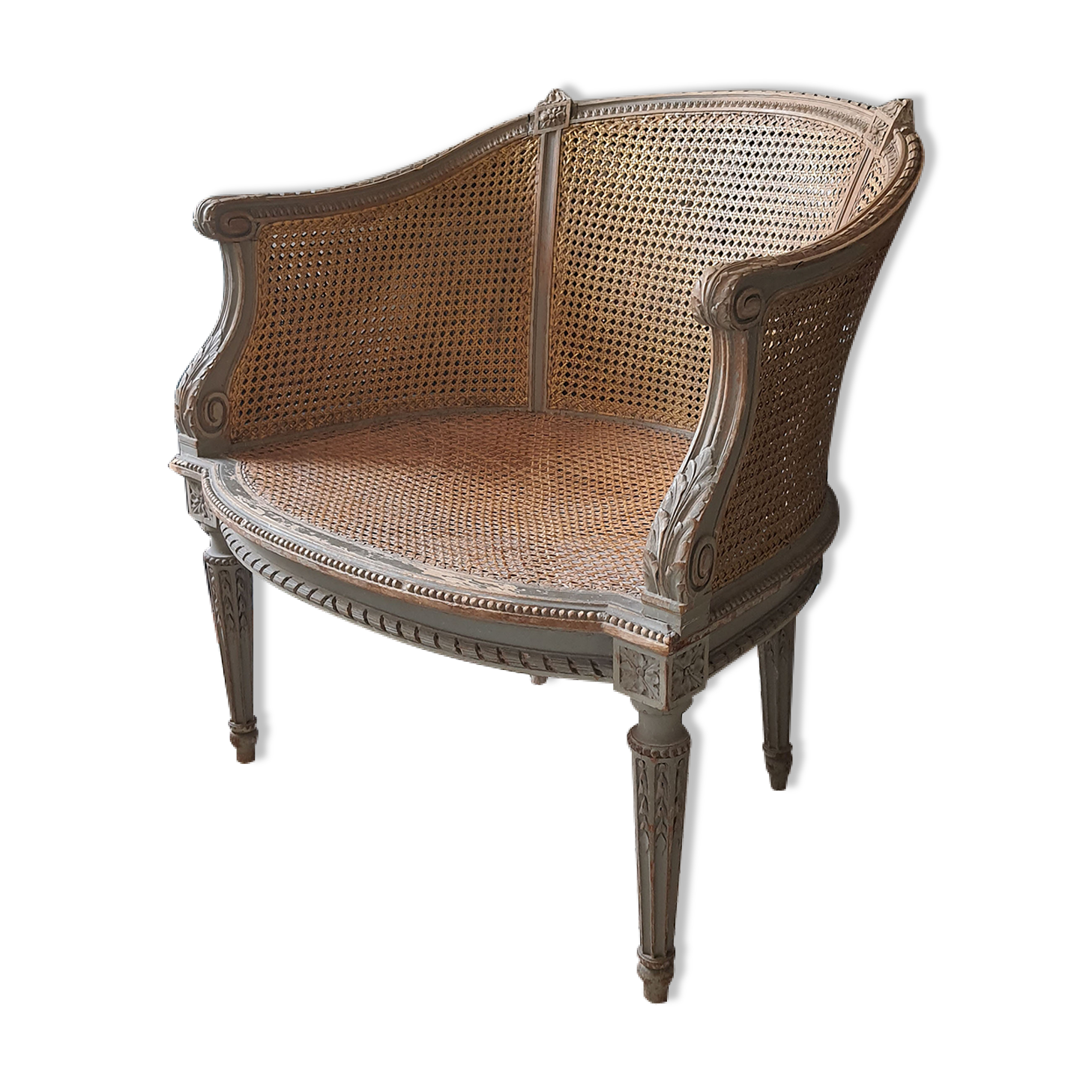 Bergere Louis XVI in wood and double canning