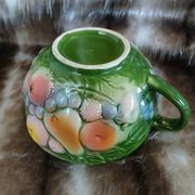 Tasse + soucoupe anciennes en barbotine