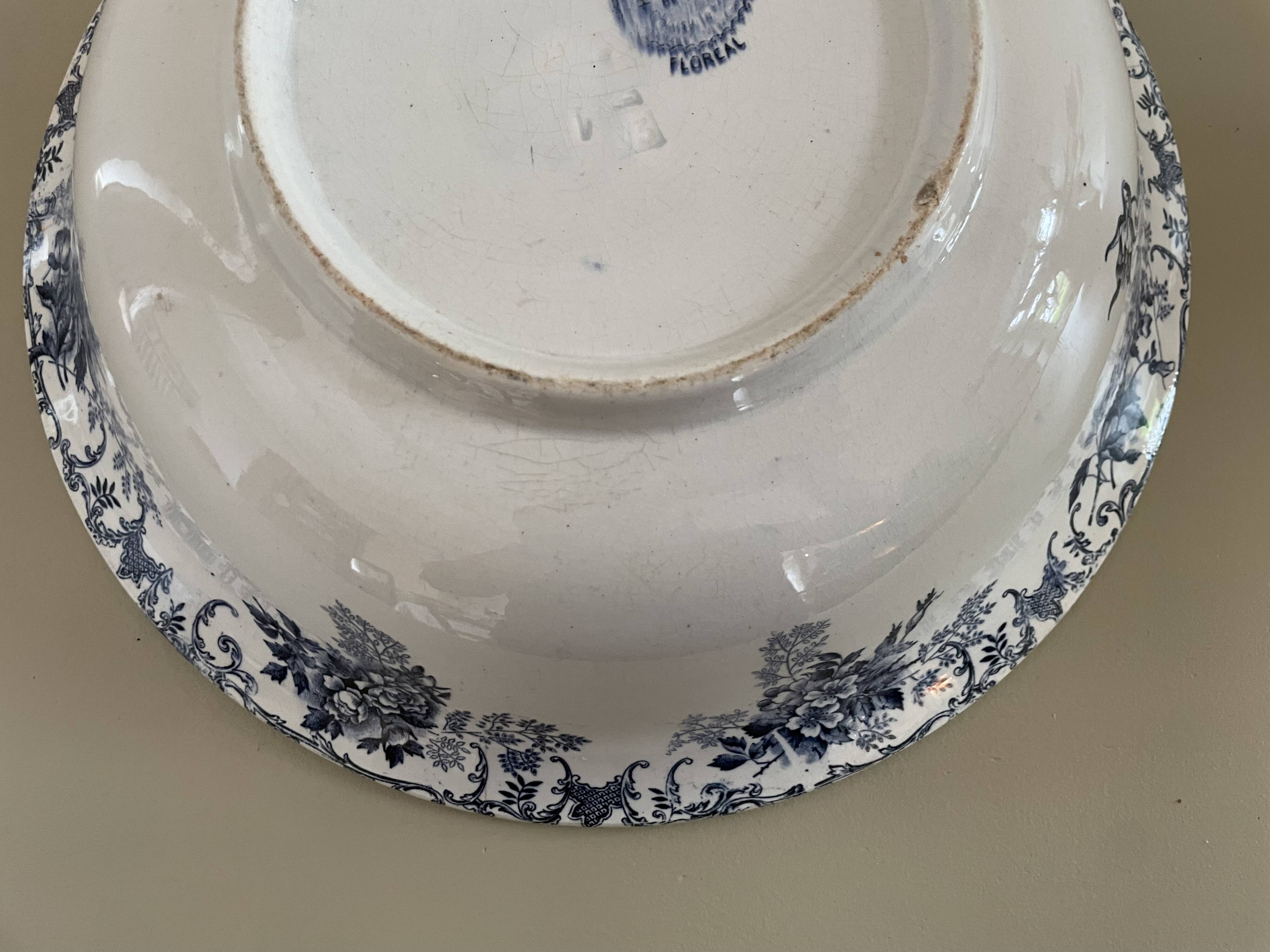 Boulenger blue ironstone salad bowl with Floréal pattern