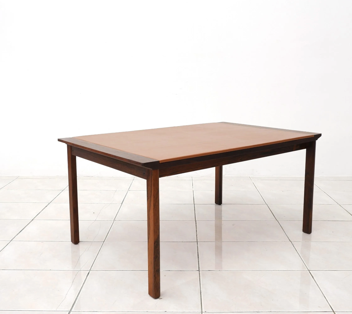 Rosewood and Leather Coffee Table by Hans Olsen
