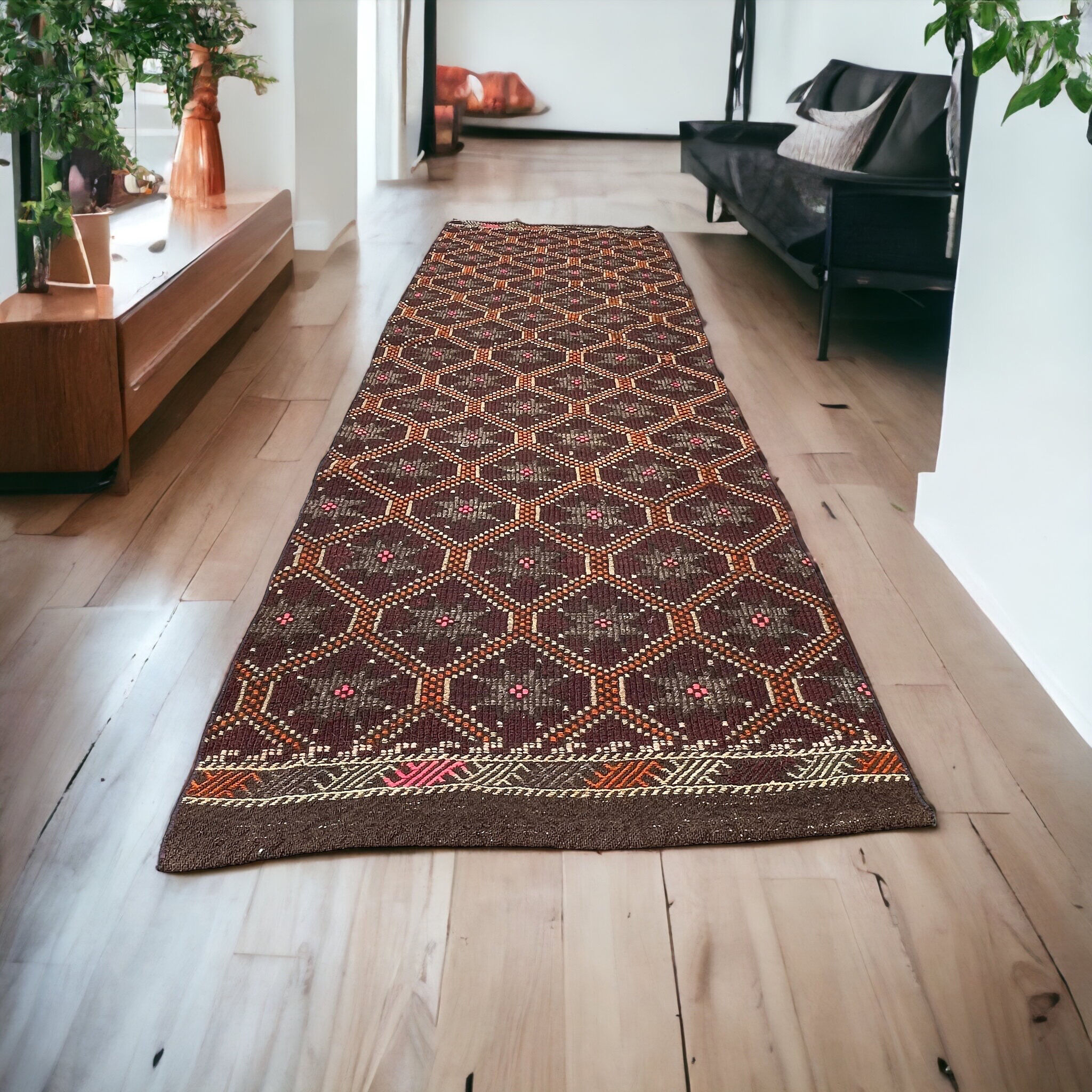 Vintage Turkish Kilim Runner , 312 x 91 cm