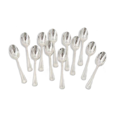 12 Christofle Boréal Art Deco moka spoons 10 cm silver-plated metal in excellent condition.
