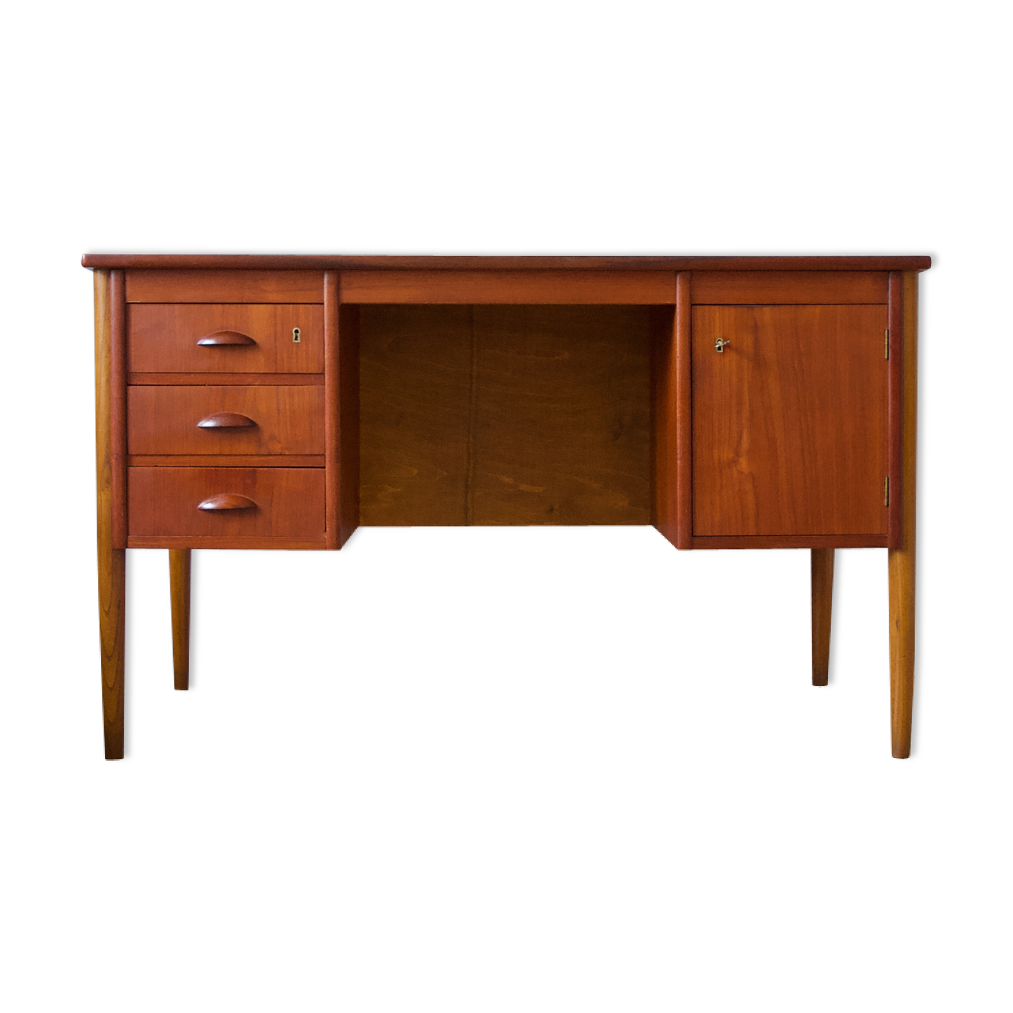 Mid-Century Danish Teak & Beech Desk, 1950s