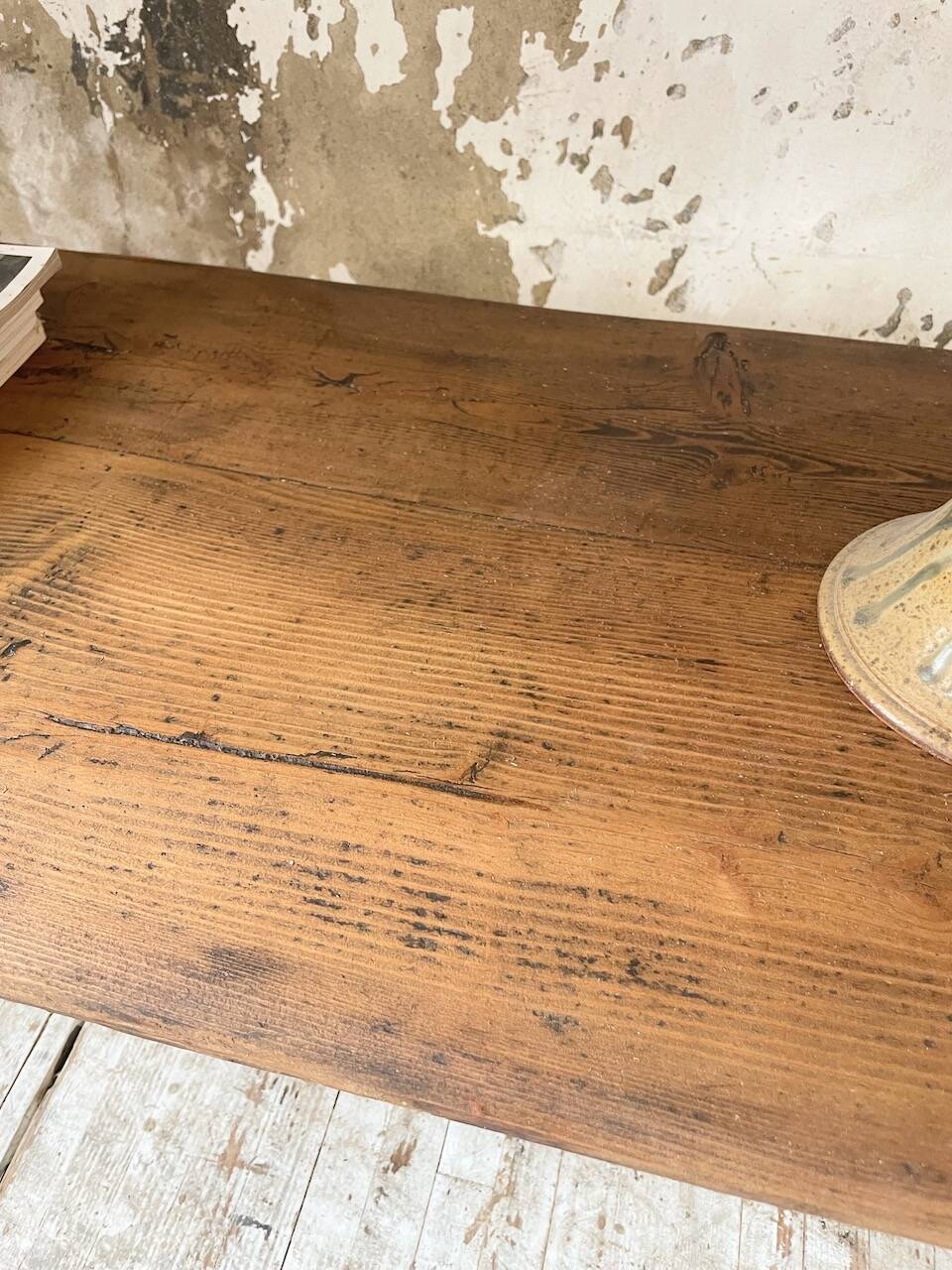 Drapery console table in pine