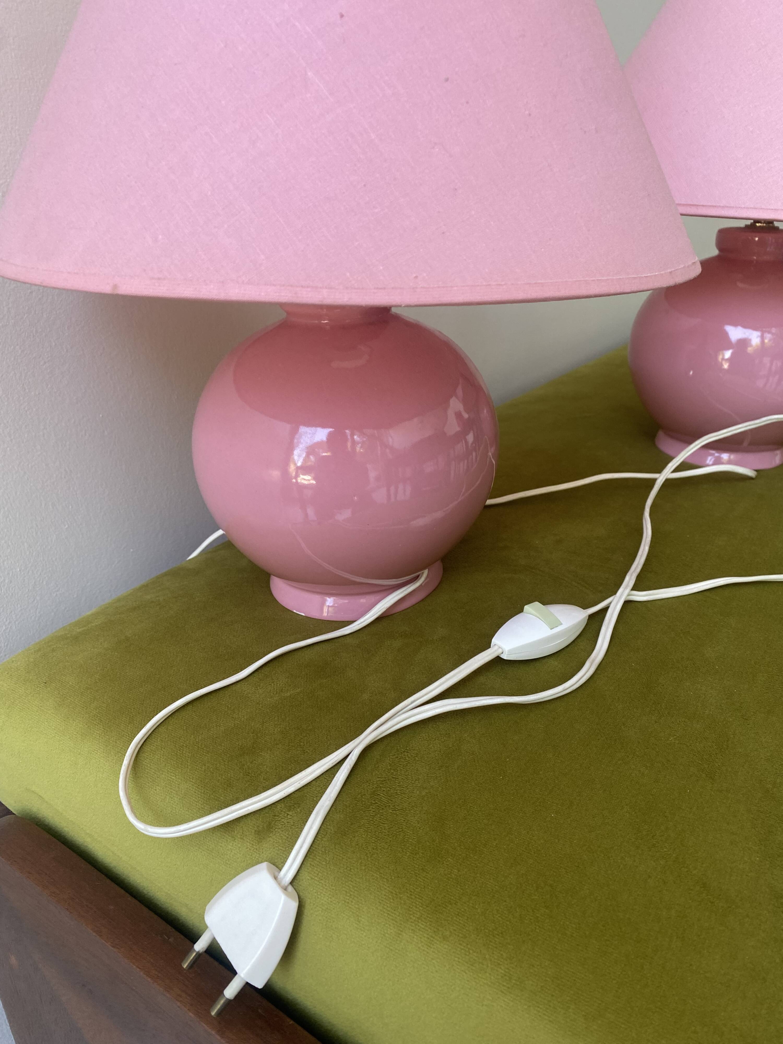 Lot of 2 candy pink bedside lamps