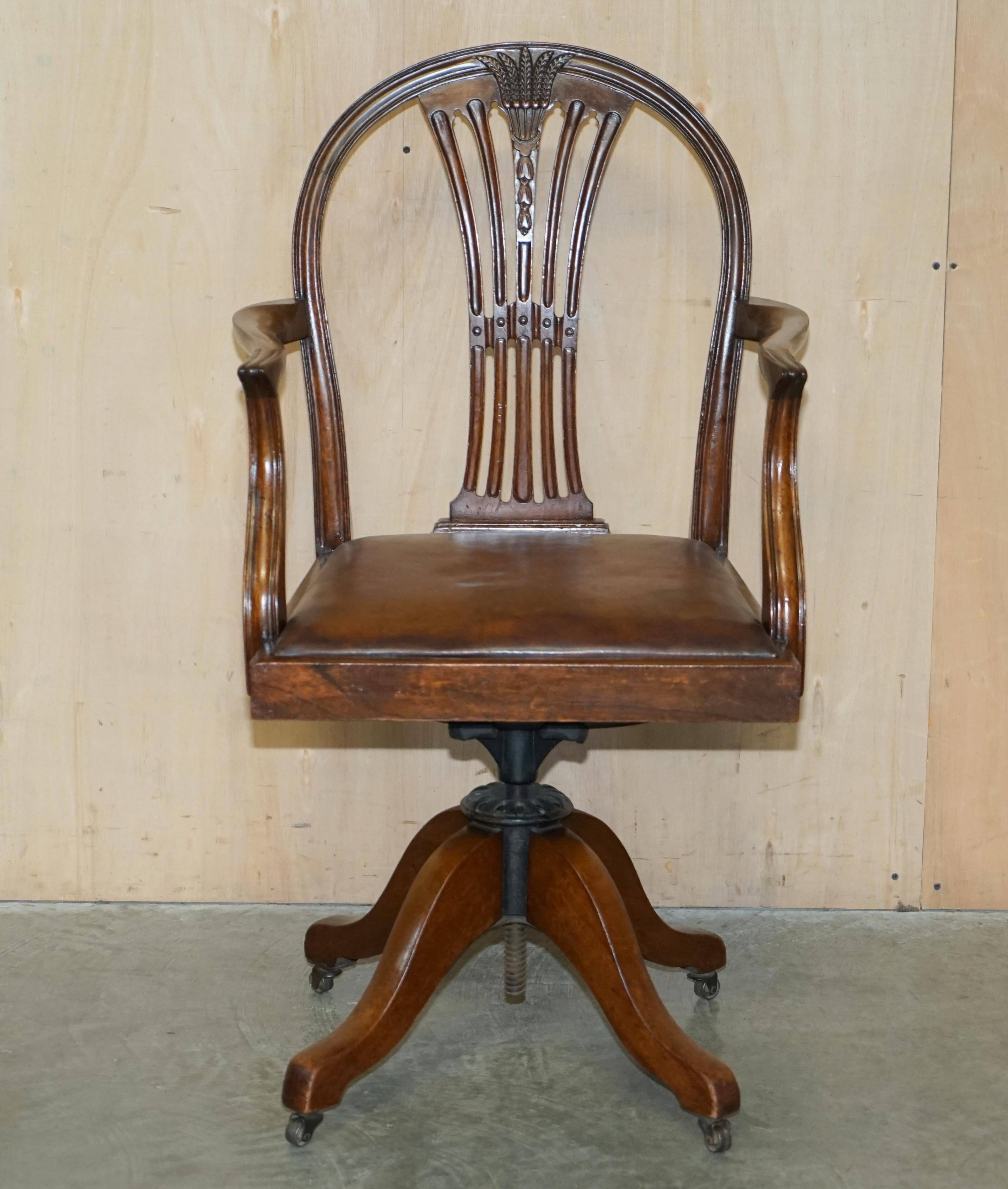 Chaise de capitaine antique George Hepplewhite 1880 cuir