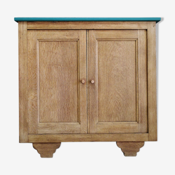 Sideboard in raw wood and vegetable printed fabric